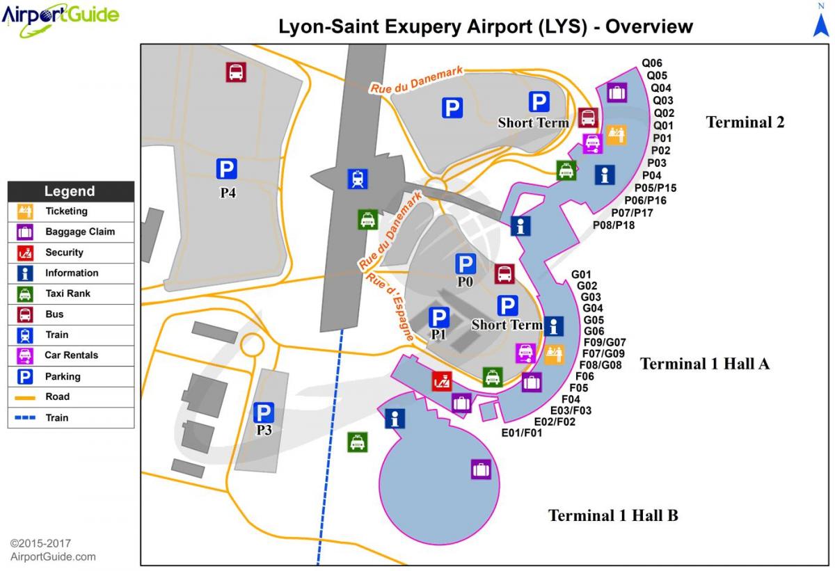 Lyon, frankryk lughawe kaart