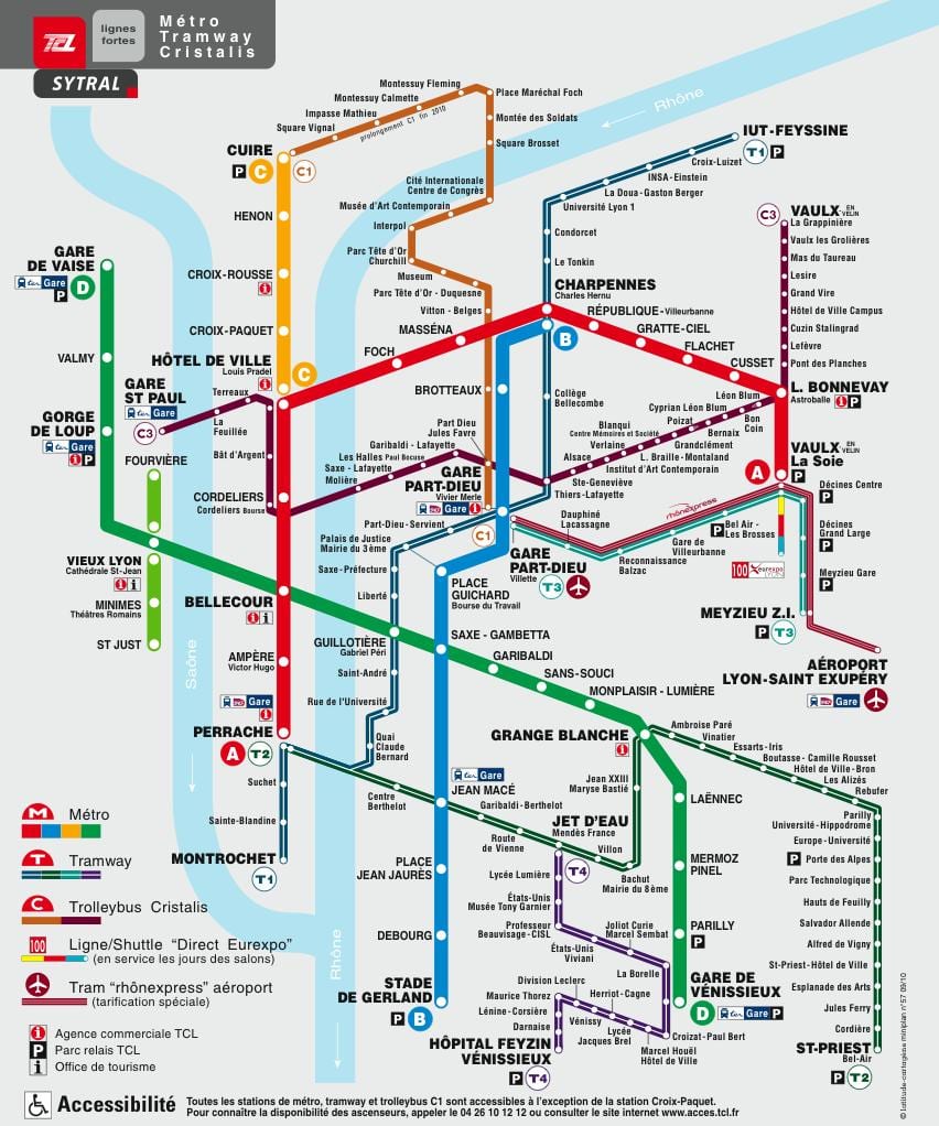 Lyon metro kaart