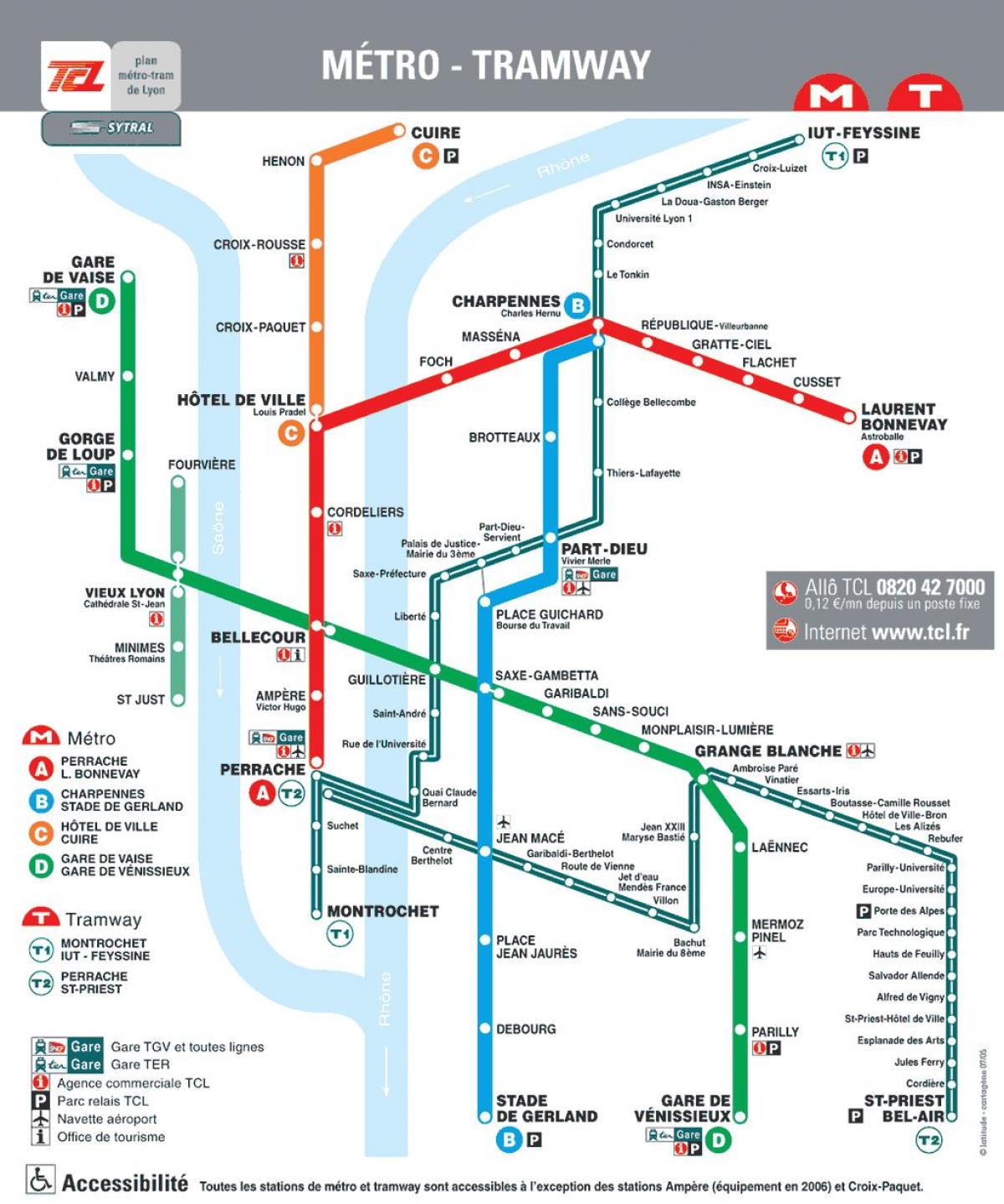 Lyon, frankryk metro kaart