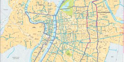 Kaart van Lyon fiets