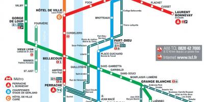 Lyon metro kaart 2016
